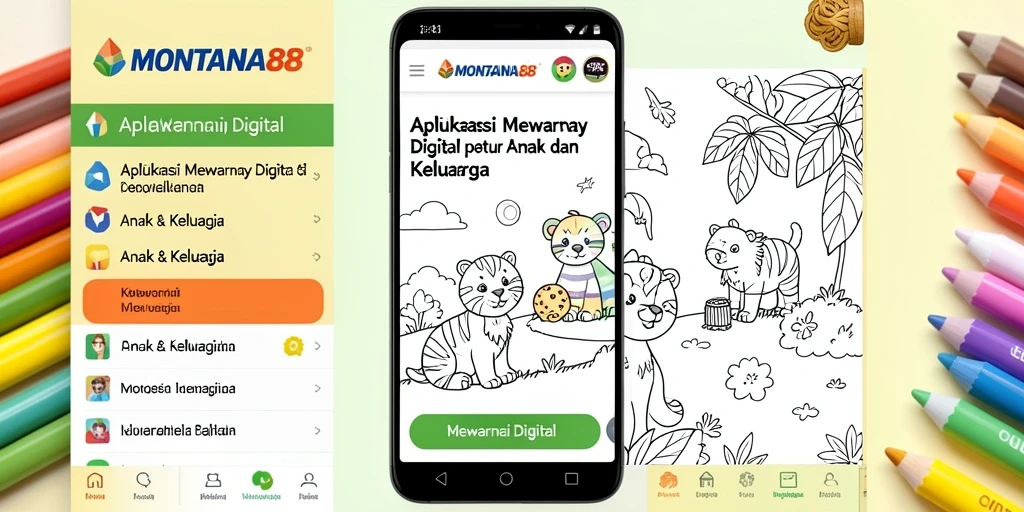 Tampilan antarmuka aplikasi MONTANA88 untuk mewarnai digital.