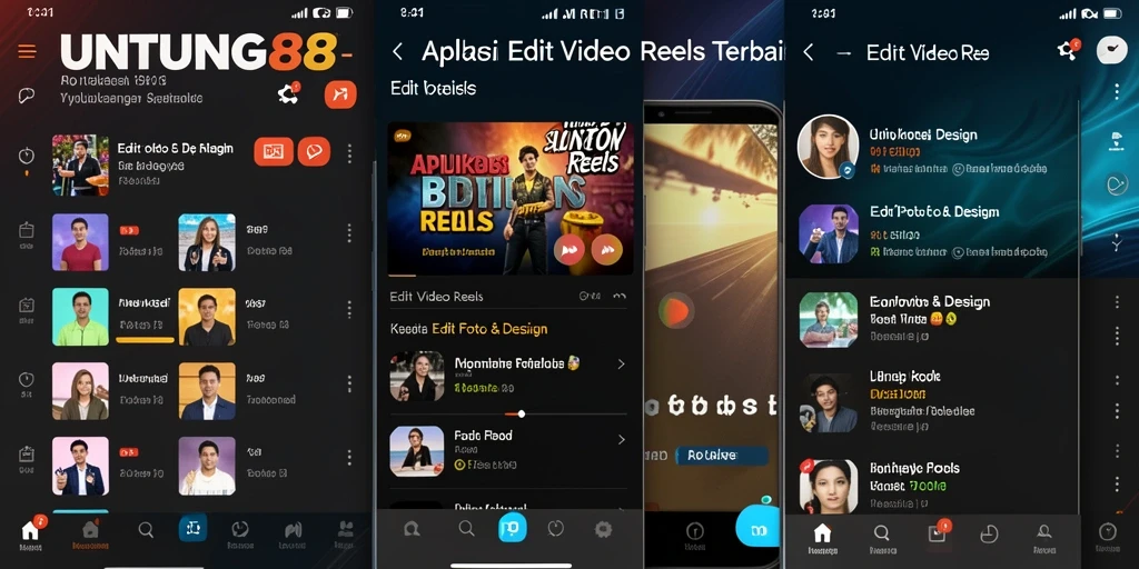 Tampilan antarmuka intuitif UNTUNG88 untuk Edit Video Reels.