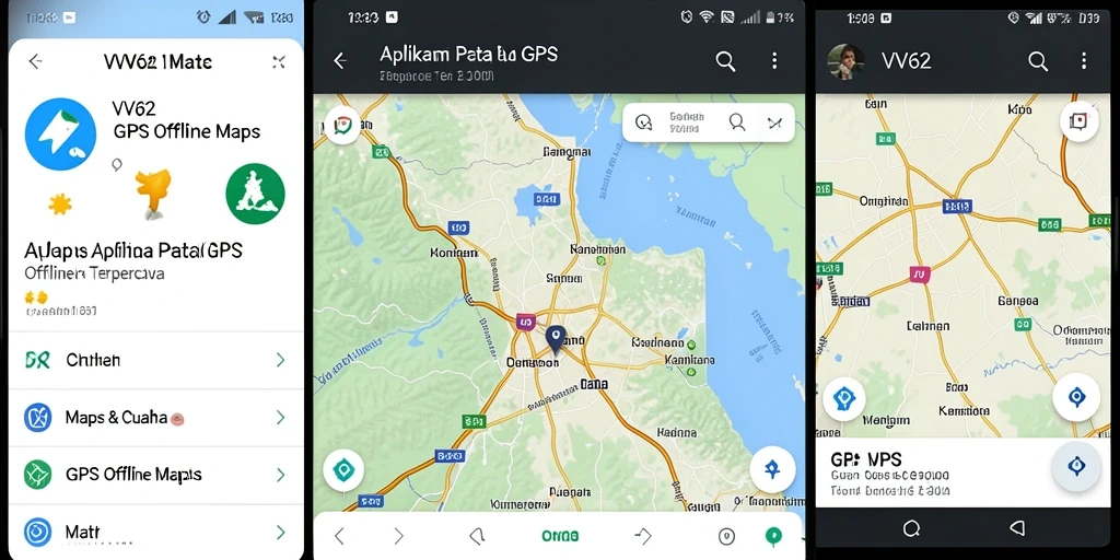Tampilan antarmuka aplikasi GPS Offline Maps VV62 yang intuitif.