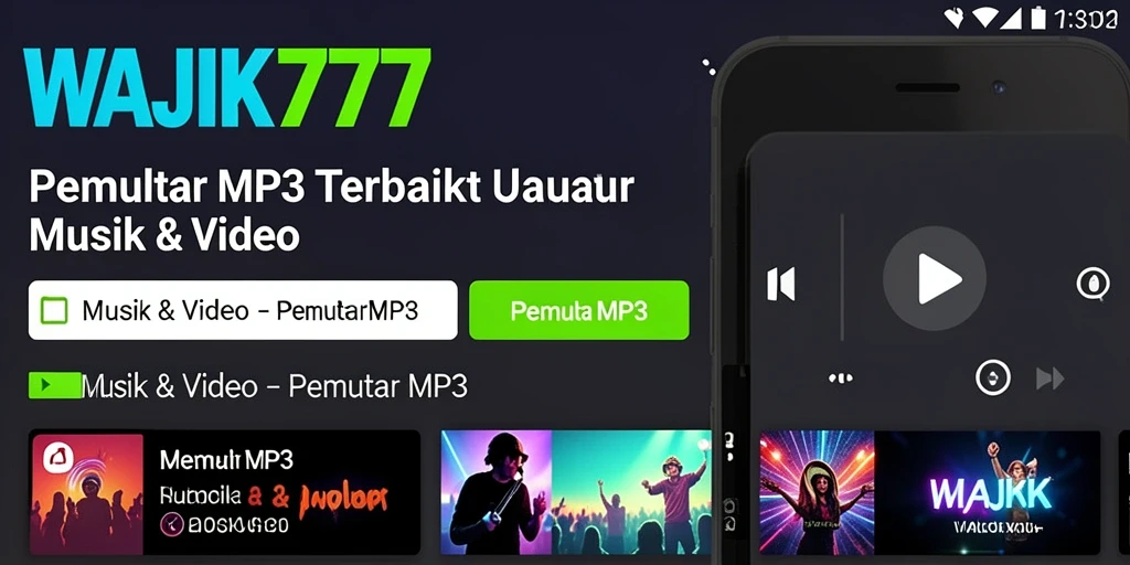Antarmuka pengguna WAJIK777 yang modern dan menarik untuk Pemutar MP3.